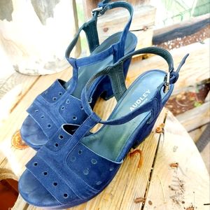 Audley blue suede platform sandals 37.5